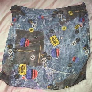 Dior denim print silk scarf